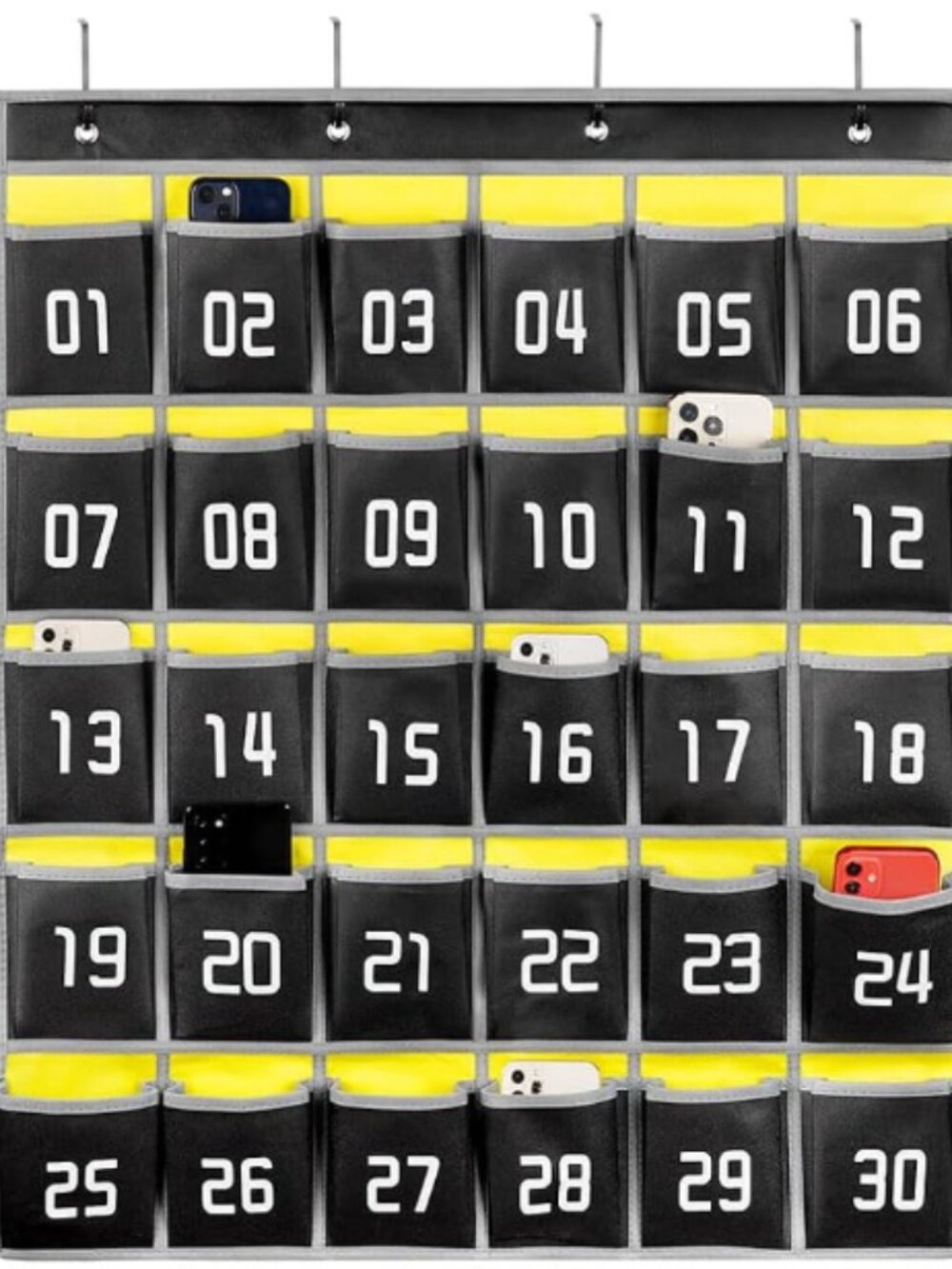 30 Numbered Pockets Classroom Pocket Chart for Cell Phone Holder